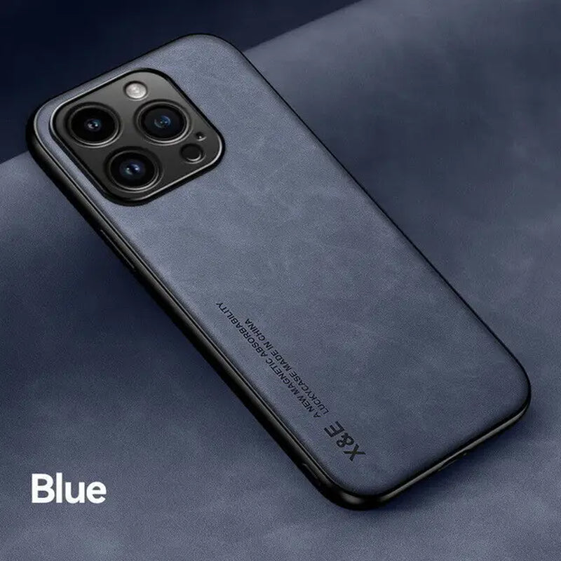 Luxury Magnetic Sheepskin Leather Case for 15 14 13 12 11 Pro Max Mini XR XS 8 7 plus Shockproof Matte Soft Bumper Cover