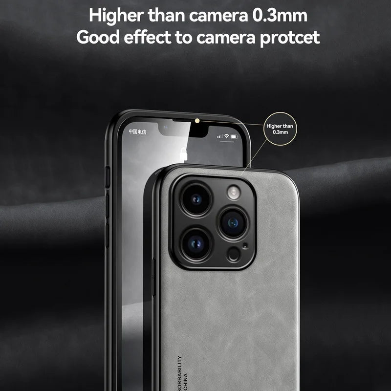Luxury Magnetic Sheepskin Leather Case for 15 14 13 12 11 Pro Max Mini XR XS 8 7 plus Shockproof Matte Soft Bumper Cover