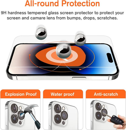 For Iphone 14 13 12 11 Pro Max Tempered Glass Screen Protector Camera Protector