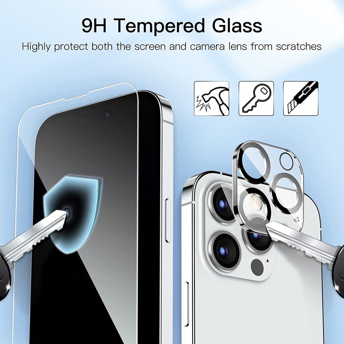 For Iphone 14 13 12 11 Pro Max Tempered Glass Screen Protector Camera Protector