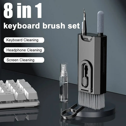 8 in 1 Cleaning Kit Computer Keyboard Cleaner Brush Earphones Cleaning Pen for Headset Ipad Phone Cleaning Tools Keycap Puller